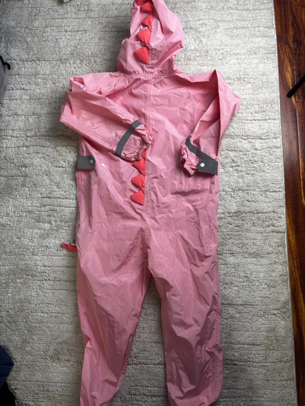 Pink Dinosaur Children'S Raincoat Suit Hooded Size L